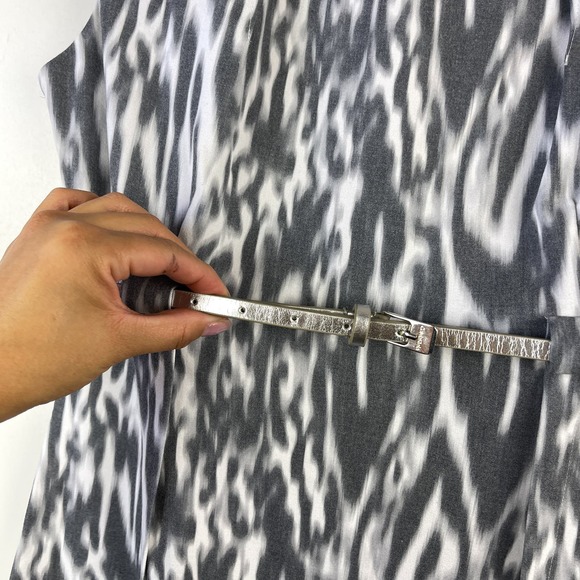 NWT Calvin Klein Womens (8) Knee Length Sheath Boat Neck Dress Gray Belted - Picture 3 of 12